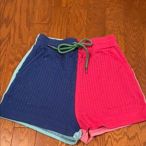 QUEEN OF SPARKLES High Waist Blue and Pink Shorts